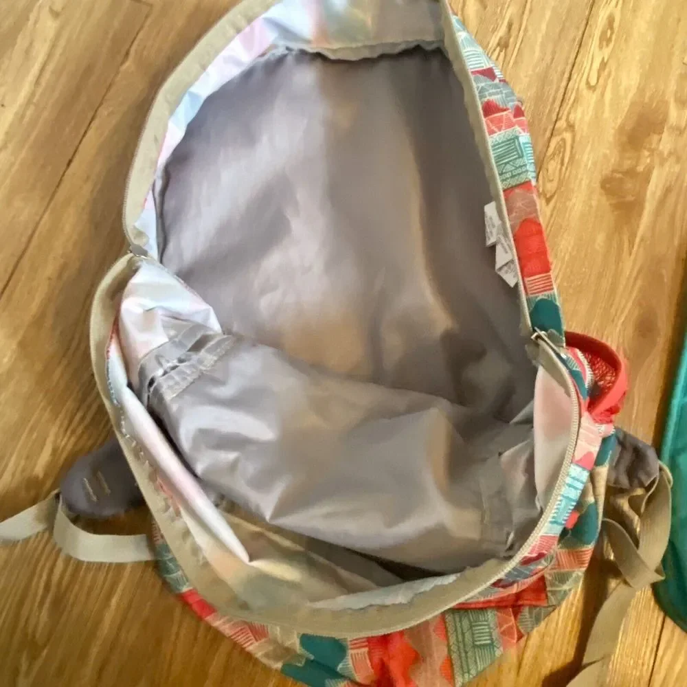 Jansport Aztec‎ Pattern Coral Teal Cream Multiple Zippers Laptop Insert Hg11